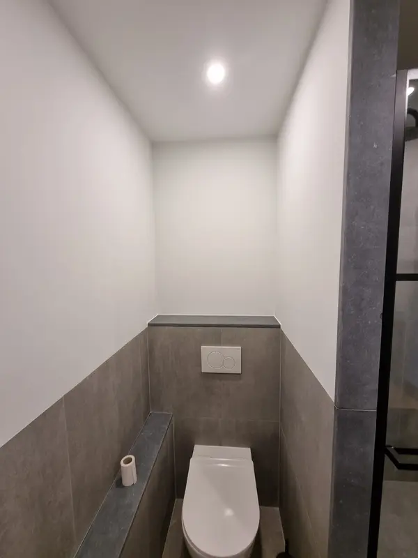 Toiletruimte met strak geschilderde wanden